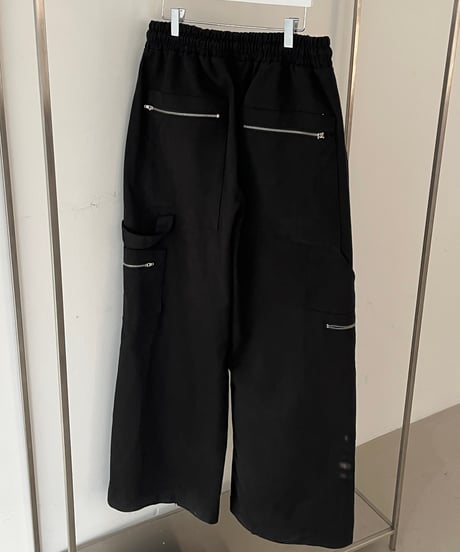 Zip-work cotton double knit pants 2color  -  Black -