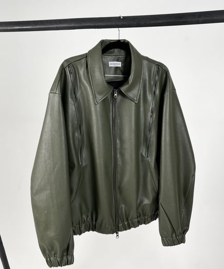 (予約商品)  Double Zipper Leather Jacket