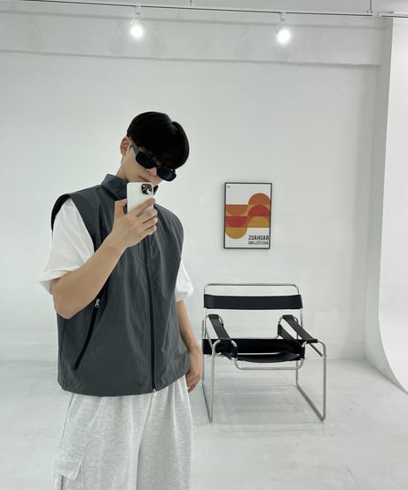 Goff Neck String Vest  -  2color  -  (gray)
