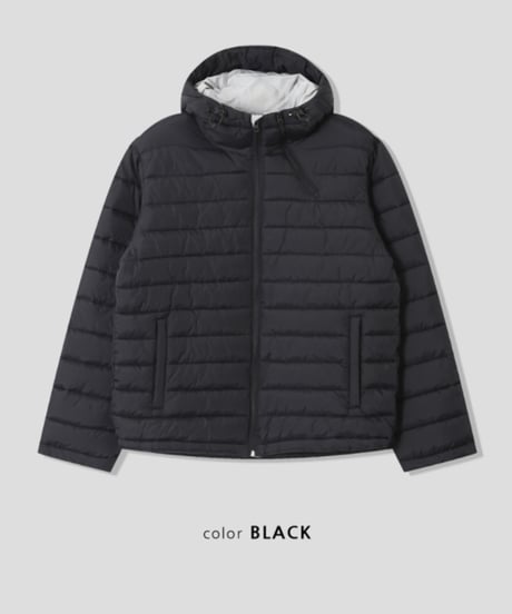 Diagonal Zipper Hood Padding　-  2color - (Black)