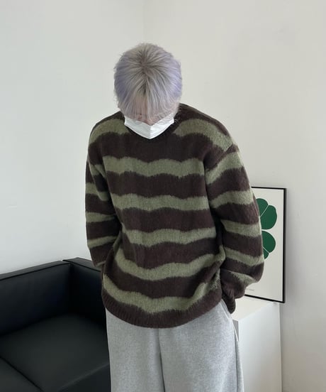 Green Brown mohair  Knit