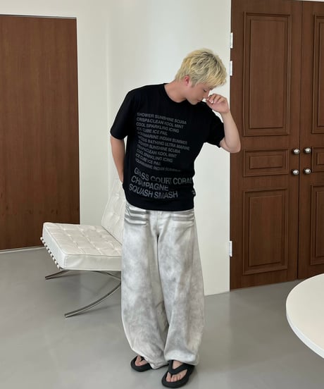 Summer slogan T-shirt 2color   -  BLACK  -