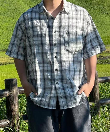 Tartan Checkered Short-Sleeved Shirt - white -