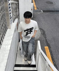 Star-printed knit short-sleeved  -  2color  -