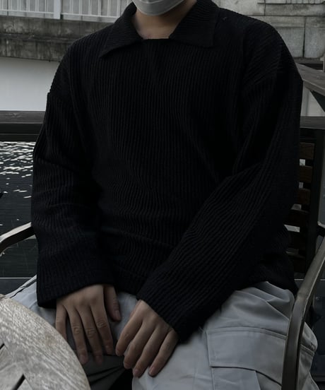 U-Neck Raccoon Collar Knit  -  3color  -