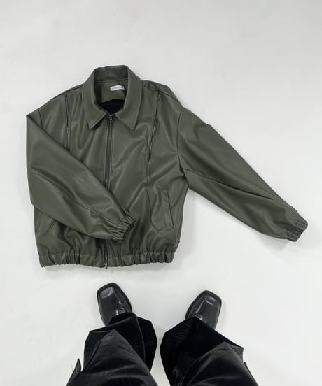 (予約商品)  Double Zipper Leather Jacket