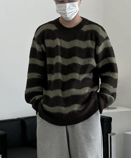 Green Brown mohair  Knit