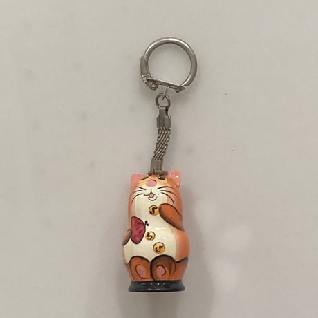 マトリョーシカ型キーホルダー　黄色いネコ