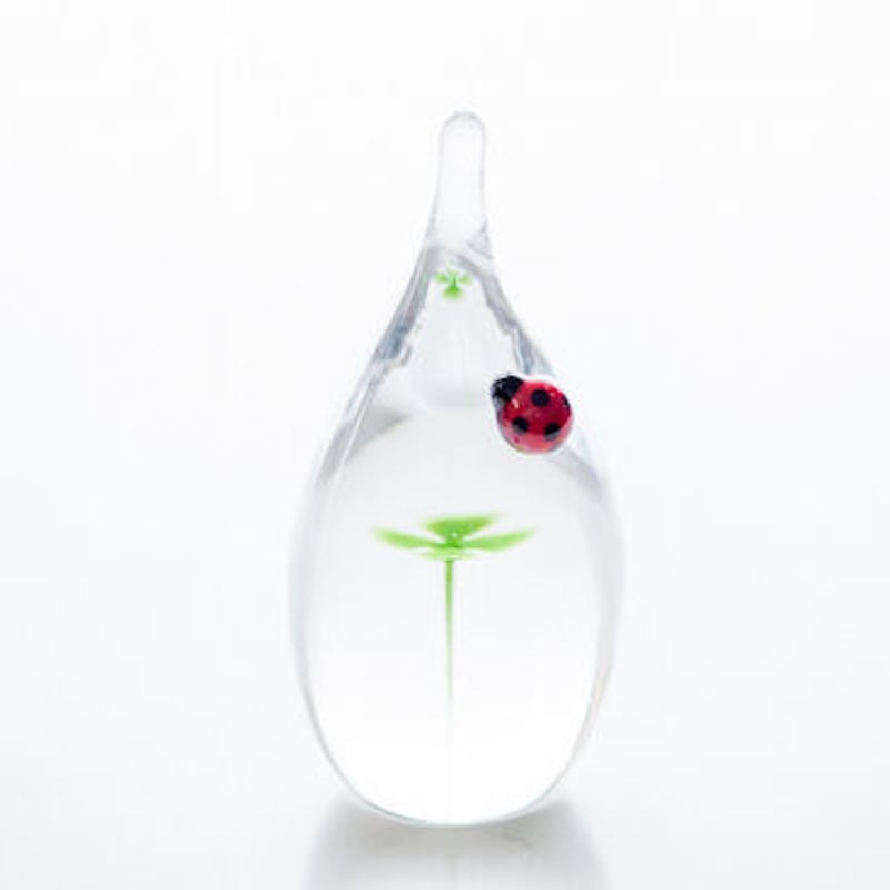 イイノナホ　ペーパーウェイト　ガラス　クローバー　てんとう虫 イイノナホ ペーパーウェイト ガラス クローバー てんとう虫 garden