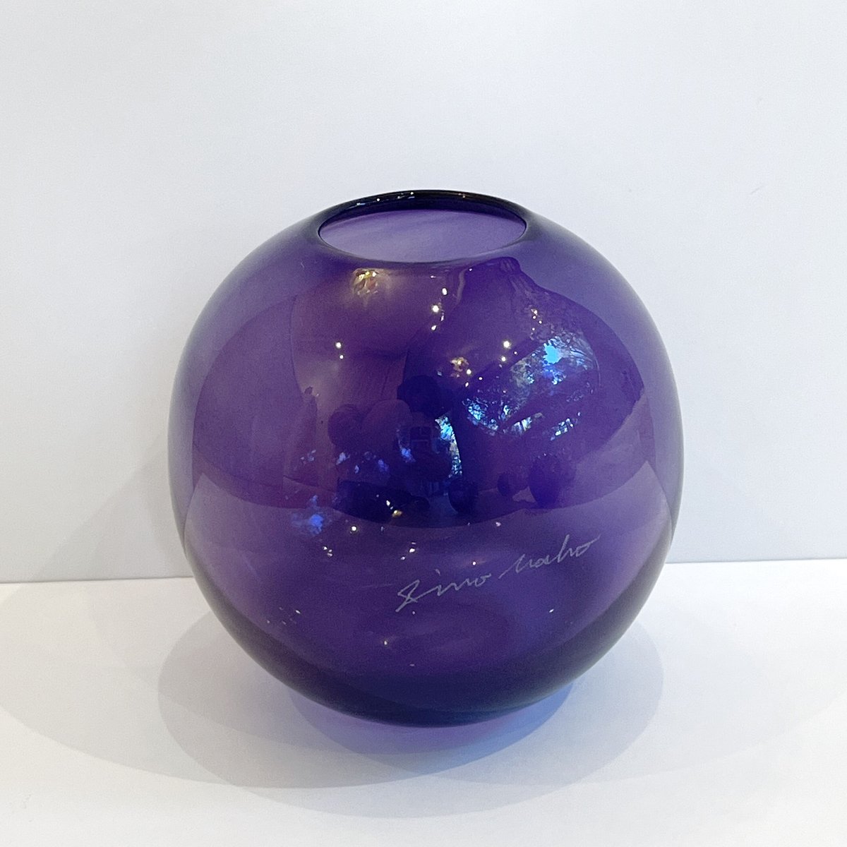 イイノナホ　フラワーベースM　Balloon vase Balloon vase M -amethyst- | iino naho glass