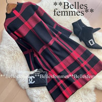 236レッド★M～L★ストレスフリー*リラクシーニットワンピース*TRUBE
