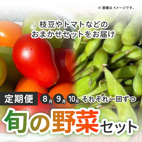 旬の野菜セット　８・９・１０月に、それぞれ一回ずつ枝豆やトマトなどのおまかせセットをお届け