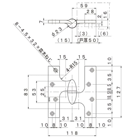 オリーブナックル丁番　185-A　RH　BF