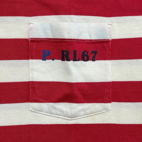 POLO RALPHLAUREN　"MADE IN USA" BORDER S/S POCKET TEE (90s)