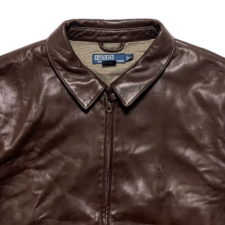 POLO RALPHLAUREN　"BROWN" LEATHER JACKET (XL)
