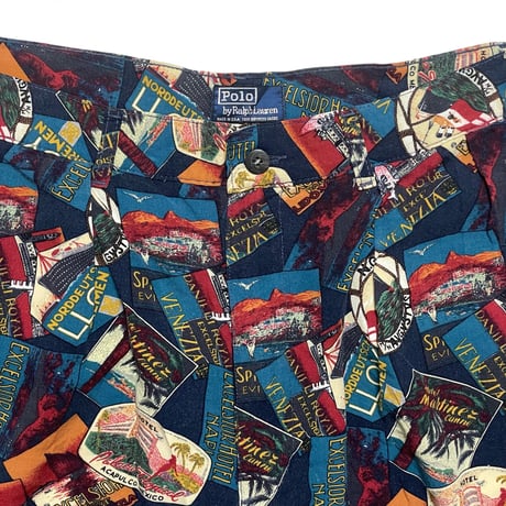 POLO RALPHLAUREN　"HOTEL STICKER" RAYON SHORTS