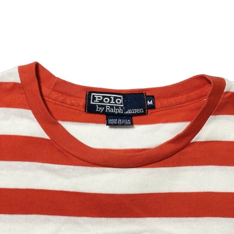 POLO RALPHLAUREN　"MADE IN USA" HORIZONTAL STRIPES POCKET S/S Tee