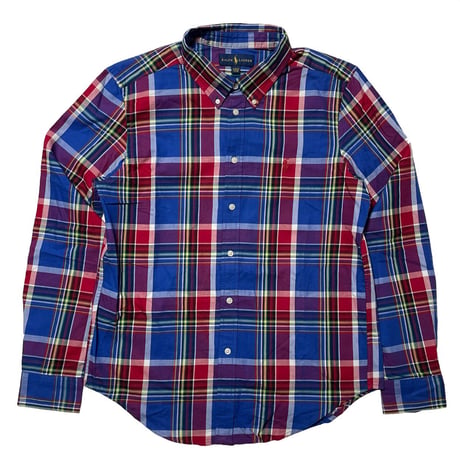 POLO RALPHLAUREN　"RED&BLUE PLAID" BUTTON DONW SHIRT (BOYS)170