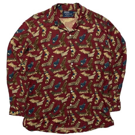 POLO RALPHLAUREN　"MADE IN USA" OPEN COLLAR SHIRT