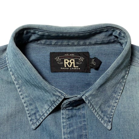 RRL RALPHLAUREN　"NATIONAL 1947 TIME TRIALS" INDIGO WORK SHIRT