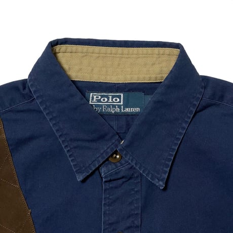 POLO RALPHLAUREN　"SHOULDER LEATHER PATCH" HUNTING SHIRT