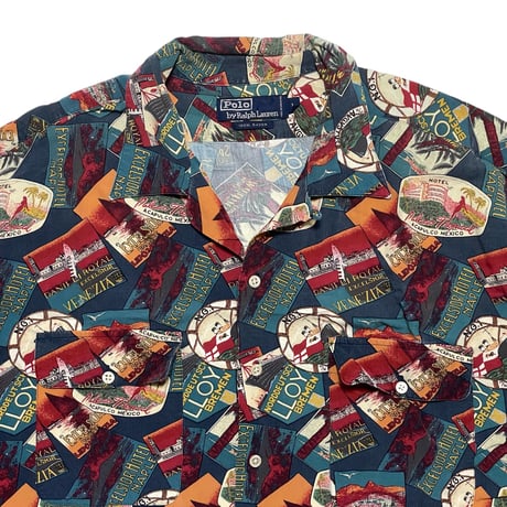 POLO RALPHLAUREN　"HOTEL STICKER" ALOHA SHIRT