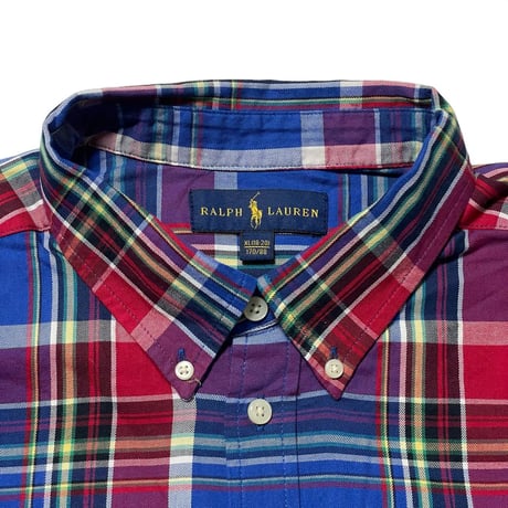 POLO RALPHLAUREN　"RED&BLUE PLAID" BUTTON DONW SHIRT (BOYS)170