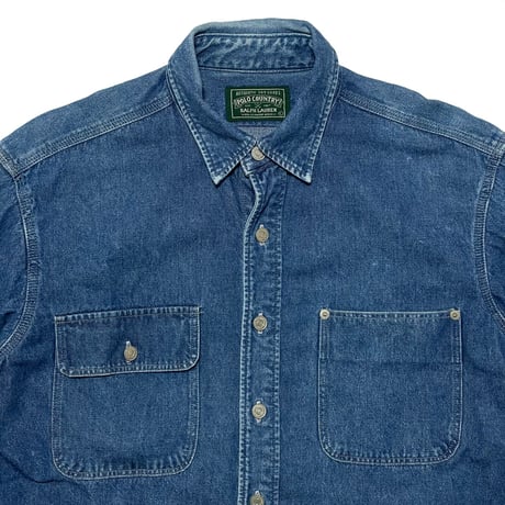 POLO COUNTRY RALPHLAUREN　 "METAL BUTTON" DENIM SHIRT (L)