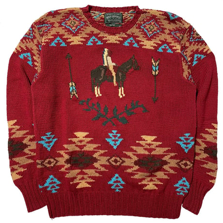 POLO COUNTRY RALPHLAUREN　"INDIAN" HAND KNIT SWEATER