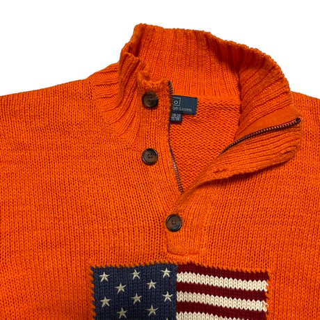 POLO RALPHLAUREN　"HALF ZIP SWEATER" ORANGE