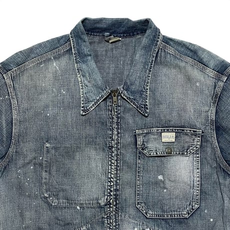 RRL RALPHLAUREN　"DISTRESSED INDIGO PAINT SPLATTER" DENIM JACKET