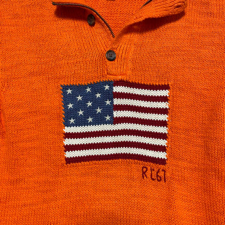 POLO RALPHLAUREN　"HALF ZIP SWEATER" ORANGE