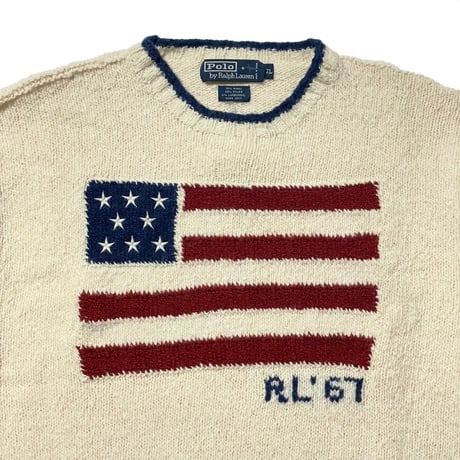 POLO RALPHLAUREN　"STARS AND STRIPES" HAND KNIT SWEATER (VINTAGE)