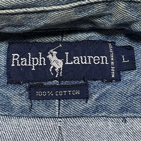 POLO RALPHLAUREN　 "POLO BEAR" DENIM SHIRT (L-2nd)