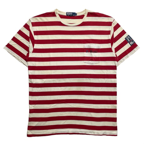 POLO RALPHLAUREN　"MADE IN USA" BORDER S/S POCKET TEE (90s)