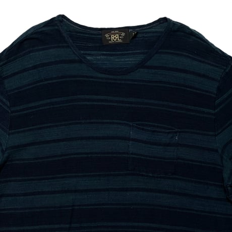RRL RALPHLAUREN　"BLUE&NAVY STRIPE" S/S POCKET TEE