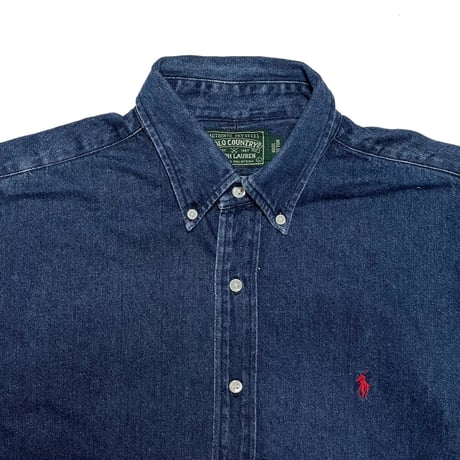 POLO COUNTRY RALPHLAUREN　 "COTTON 100%" DENIM BUTTONDOWN SHIRT