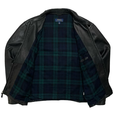 POLO RALPHLAUREN　"BLACK WATCH LINING" LAMB LEATHER JACKET