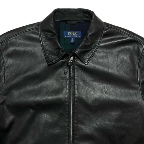 POLO RALPHLAUREN　"BLACK WATCH LINING" LAMB LEATHER JACKET