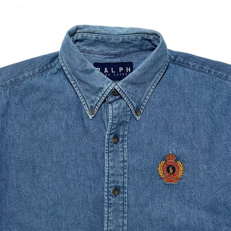 RALPH RALPHLAURE　"CREST LOGO" DENIM SHIRT