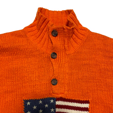 POLO RALPHLAUREN　"HALF ZIP SWEATER" ORANGE