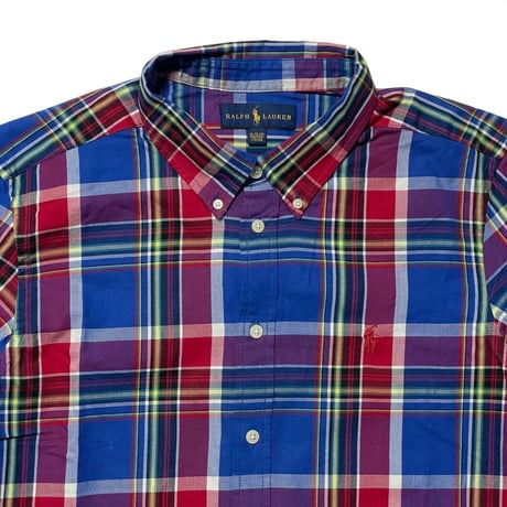 POLO RALPHLAUREN　"RED&BLUE PLAID" BUTTON DONW SHIRT (BOYS)170