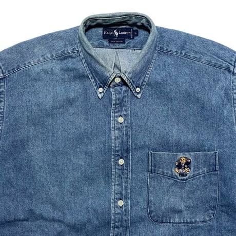 POLO RALPHLAUREN　 "POLO BEAR" DENIM SHIRT (L-2nd)