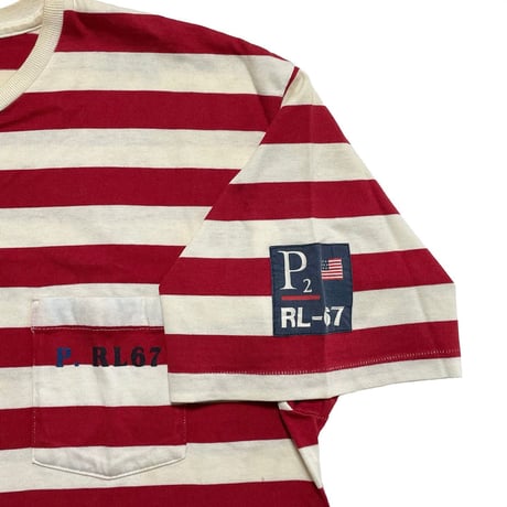 POLO RALPHLAUREN　"MADE IN USA" BORDER S/S POCKET TEE (90s)