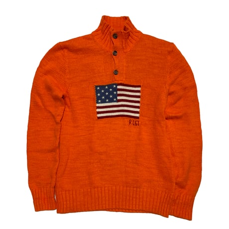 POLO RALPHLAUREN　"HALF ZIP SWEATER" ORANGE