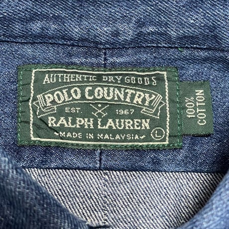 POLO COUNTRY RALPHLAUREN　 "COTTON 100%" DENIM BUTTONDOWN SHIRT