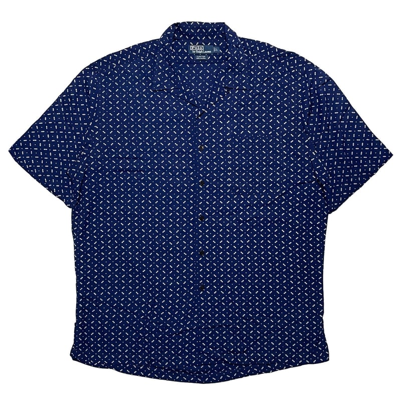 トップス Ralph Lauren open collar shirt 90s Ralph Lauren S/S OPEN COLLAR SHIRT Size L |