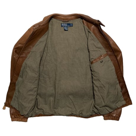 POLO RALPHLAUREN　 "BROWN" LEATHER JACKET (M)