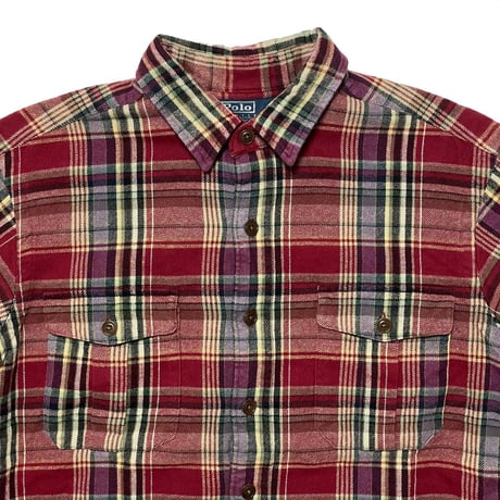 POLO RALPHLAUREN　"LEATHER PATCH" FLANNEL SHIRT