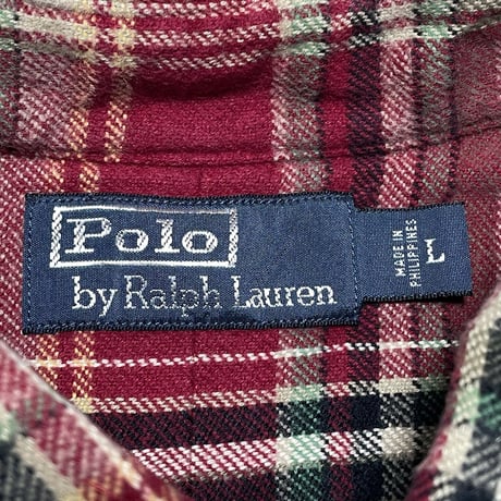 POLO RALPHLAUREN　"LEATHER PATCH" FLANNEL SHIRT